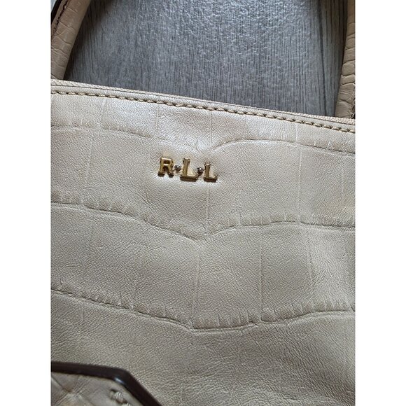 Lauren Ralph Lauren Lanesborough Double Zip Shopper Embossed Leather Croc Bag - Picture 4 of 13